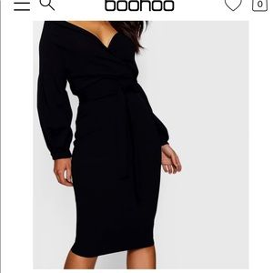 Off the shoulder wrap midi dress